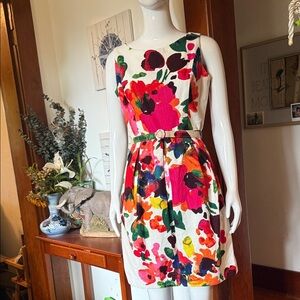 Aliza J size 10 Floral Sleeveless Dress like new with removable belt
